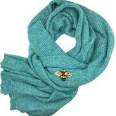 Duck Egg Scarf with Jewelled Bee Pin